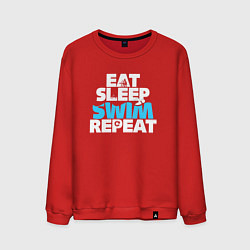 Свитшот хлопковый мужской Eat sleep swim repeat, цвет: красный