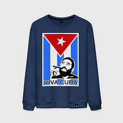 Свитшот хлопковый мужской Fidel: Viva, Cuba!, цвет: тёмно-синий