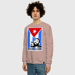 Свитшот хлопковый мужской Fidel: Viva, Cuba!, цвет: пыльно-розовый — фото 2