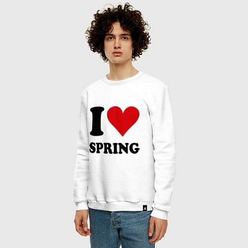 Мужской свитшот I love spring - Я люблю весну / Белый – фото 3