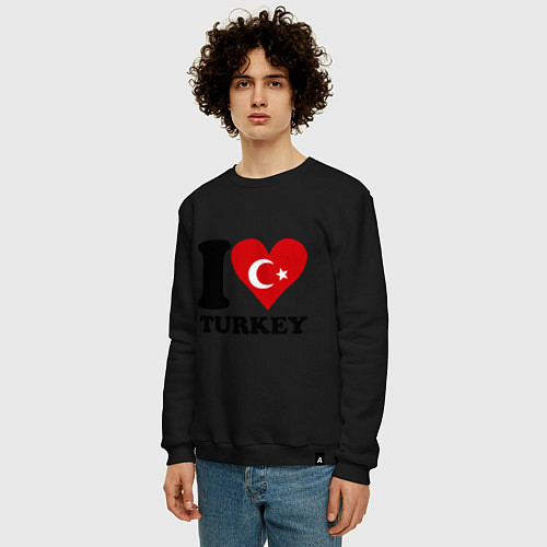 Мужской свитшот I love turkey / Черный – фото 3