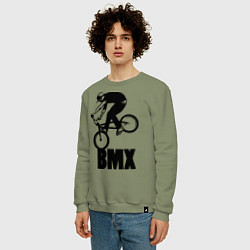 Свитшот хлопковый мужской BMX 3, цвет: авокадо — фото 2