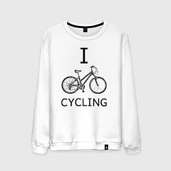Свитшот хлопковый мужской I love cycling, цвет: белый