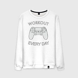 Свитшот хлопковый мужской WorkOut Every Day, цвет: белый