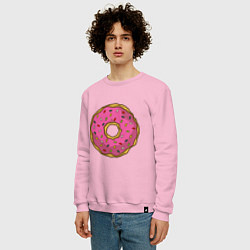 Свитшот хлопковый мужской Сладкий пончик, цвет: светло-розовый — фото 2