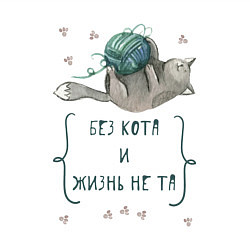 Свитшот хлопковый мужской Без кота и жизнь не та, цвет: белый — фото 2