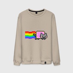 Свитшот хлопковый мужской Nyan Cat, цвет: миндальный