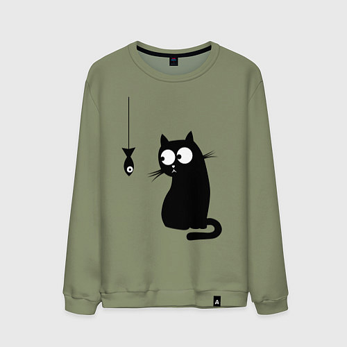 Мужской свитшот Кот и рыба / Авокадо – фото 1
