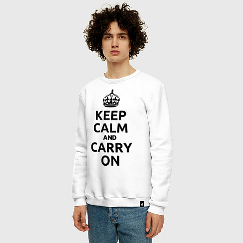 Мужской свитшот Keep Calm & Carry On / Белый – фото 3