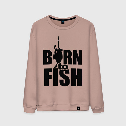 Мужской свитшот Born to fish / Пыльно-розовый – фото 1