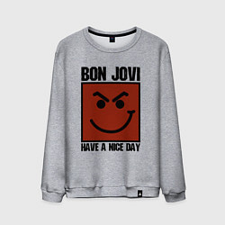 Свитшот хлопковый мужской Bon Jovi: Have a nice day, цвет: меланж