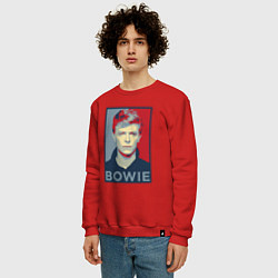 Свитшот хлопковый мужской Bowie Poster, цвет: красный — фото 2