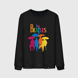 Свитшот хлопковый мужской The beatles - umbrellas, цвет: черный