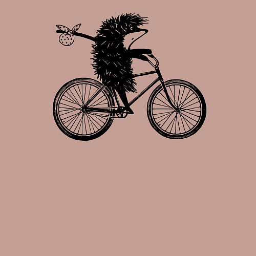 Мужской свитшот Ежик на велосипеде / Пыльно-розовый – фото 3