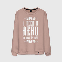 Свитшот хлопковый мужской Skillet: I need a Hero, цвет: пыльно-розовый