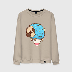 Свитшот хлопковый мужской Мопс-мороженое, цвет: миндальный