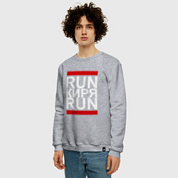 Свитшот хлопковый мужской Run Киря Run, цвет: меланж — фото 2