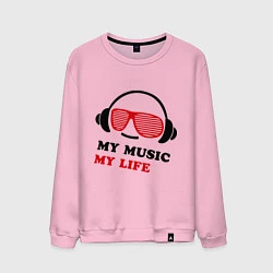 Свитшот хлопковый мужской My music my life, цвет: светло-розовый