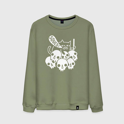 Мужской свитшот Cat Got Your Soul / Авокадо – фото 1