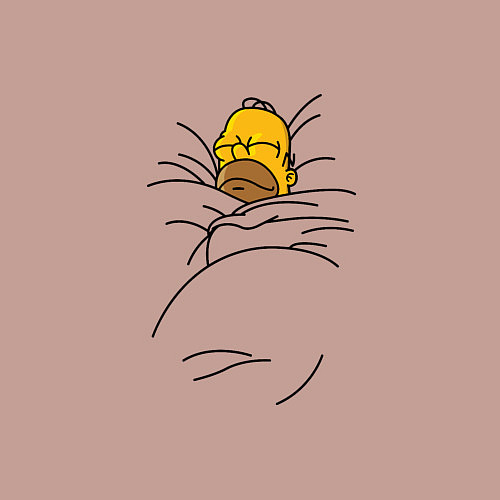 Мужской свитшот Спящий Гомер / Пыльно-розовый – фото 3