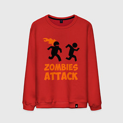 Свитшот хлопковый мужской Zombies Attack, цвет: красный