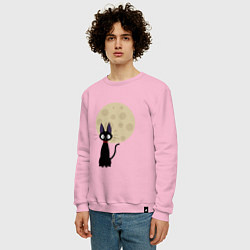 Свитшот хлопковый мужской Лунный кот, цвет: светло-розовый — фото 2