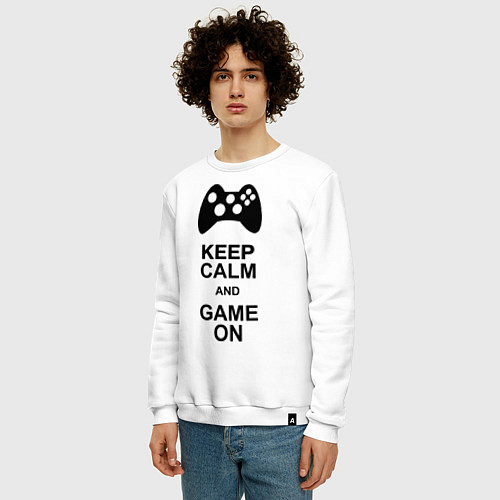 Мужской свитшот Keep Calm & Game On / Белый – фото 3