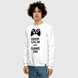 Свитшот хлопковый мужской Keep Calm & Game On, цвет: белый — фото 2