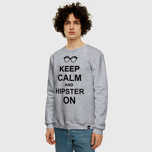 Мужской свитшот Keep Calm & Hipster on / Меланж – фото 3