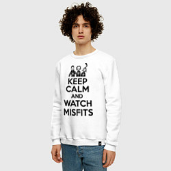 Свитшот хлопковый мужской Keep Calm & Watch misfits, цвет: белый — фото 2