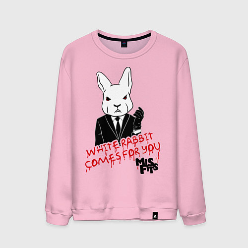 Мужской свитшот Misfits: White rabbit / Светло-розовый – фото 1