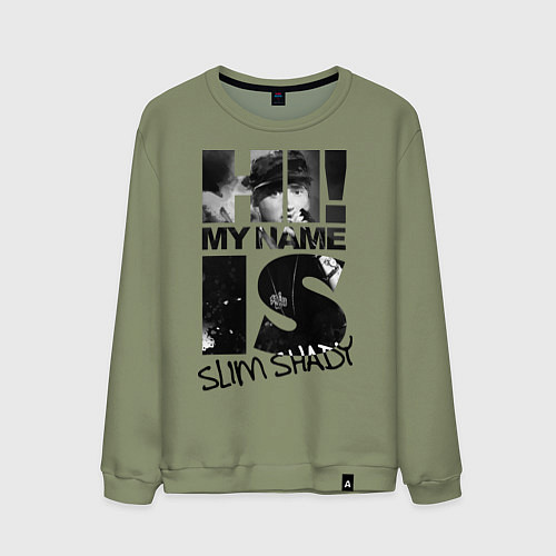 Мужской свитшот My name is slim shady / Авокадо – фото 1