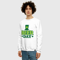 Свитшот хлопковый мужской Beer day, цвет: белый — фото 2