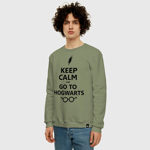 Мужской свитшот Keep Calm & Go To Hogwarts / Авокадо – фото 3