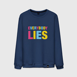 Свитшот хлопковый мужской Everybody Lies, цвет: тёмно-синий