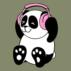 Свитшот хлопковый мужской Panda in headphones панда в наушниках, цвет: авокадо — фото 2