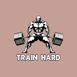 Свитшот хлопковый мужской Train hard тренируйся усердно, цвет: пыльно-розовый — фото 2