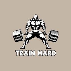 Свитшот хлопковый мужской Train hard тренируйся усердно, цвет: миндальный — фото 2