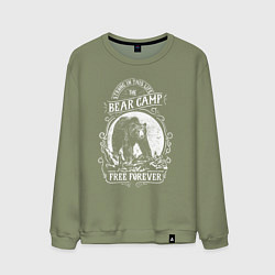 Свитшот хлопковый мужской Bear Camp Free Forever, цвет: авокадо