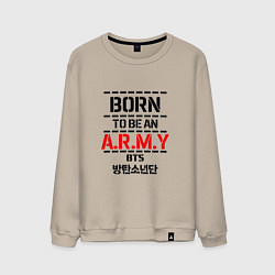 Свитшот хлопковый мужской Born to be an ARMY BTS, цвет: миндальный