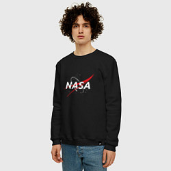Свитшот хлопковый мужской NASA: Space Arrow, цвет: черный — фото 2