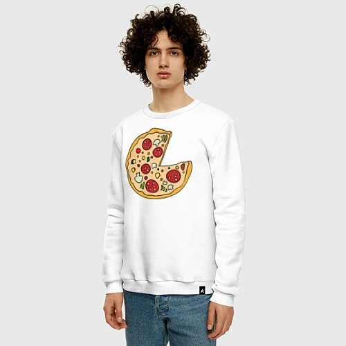 Мужской свитшот Пицца парная / Белый – фото 3