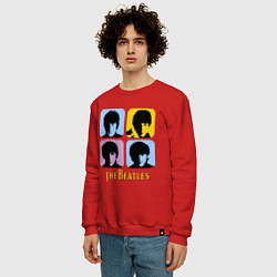 Свитшот хлопковый мужской The Beatles: pop-art, цвет: красный — фото 2