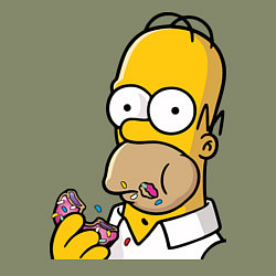 Свитшот хлопковый мужской Гомер с Пончиком, цвет: авокадо — фото 2