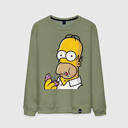 Свитшот хлопковый мужской Гомер с Пончиком, цвет: авокадо