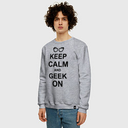 Свитшот хлопковый мужской Кeep calm and geek on, цвет: меланж — фото 2