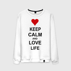 Свитшот хлопковый мужской Keep Calm & Love Life, цвет: белый