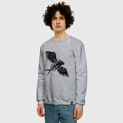 Свитшот хлопковый мужской Граната с крыльями, цвет: меланж — фото 2