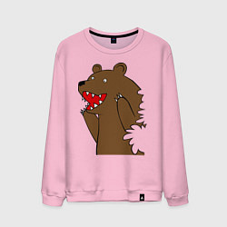 Свитшот хлопковый мужской Медведь цензурный, цвет: светло-розовый