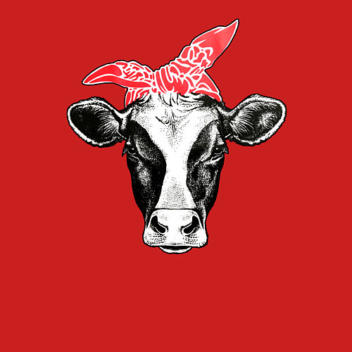 Мужской свитшот Корова в бандане / Красный – фото 3